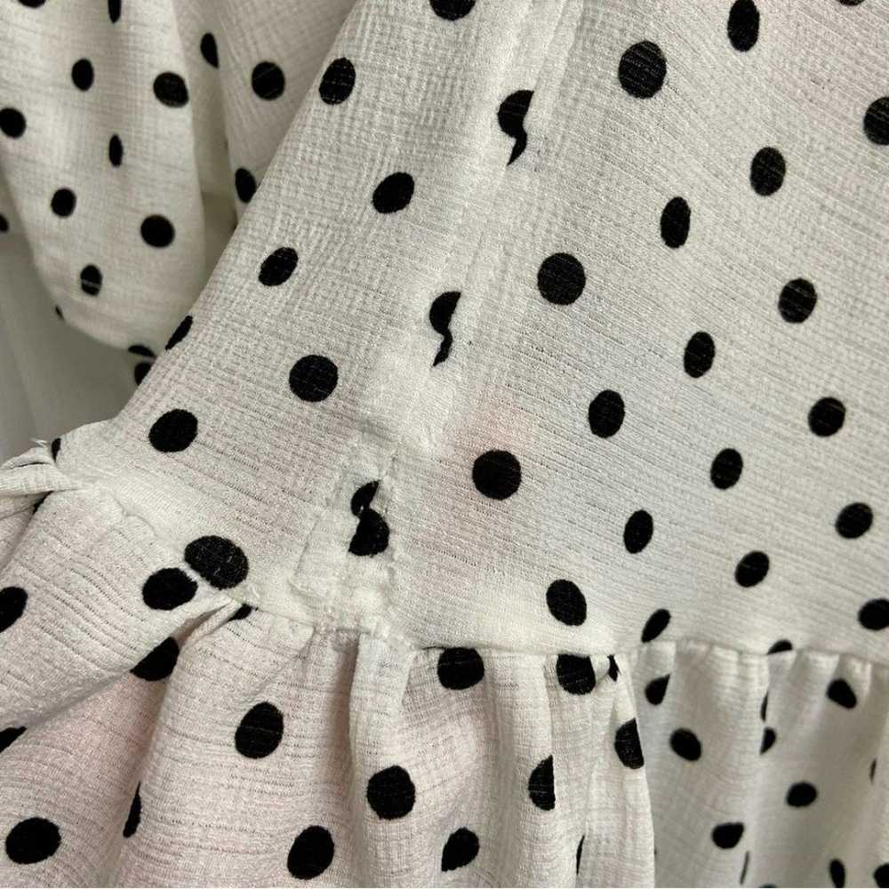 Zara White Midi Dress Black Polka Dot Tiered Ruff… - image 5