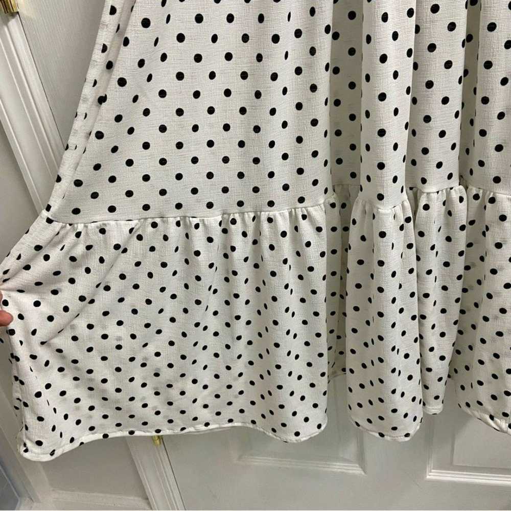 Zara White Midi Dress Black Polka Dot Tiered Ruff… - image 6