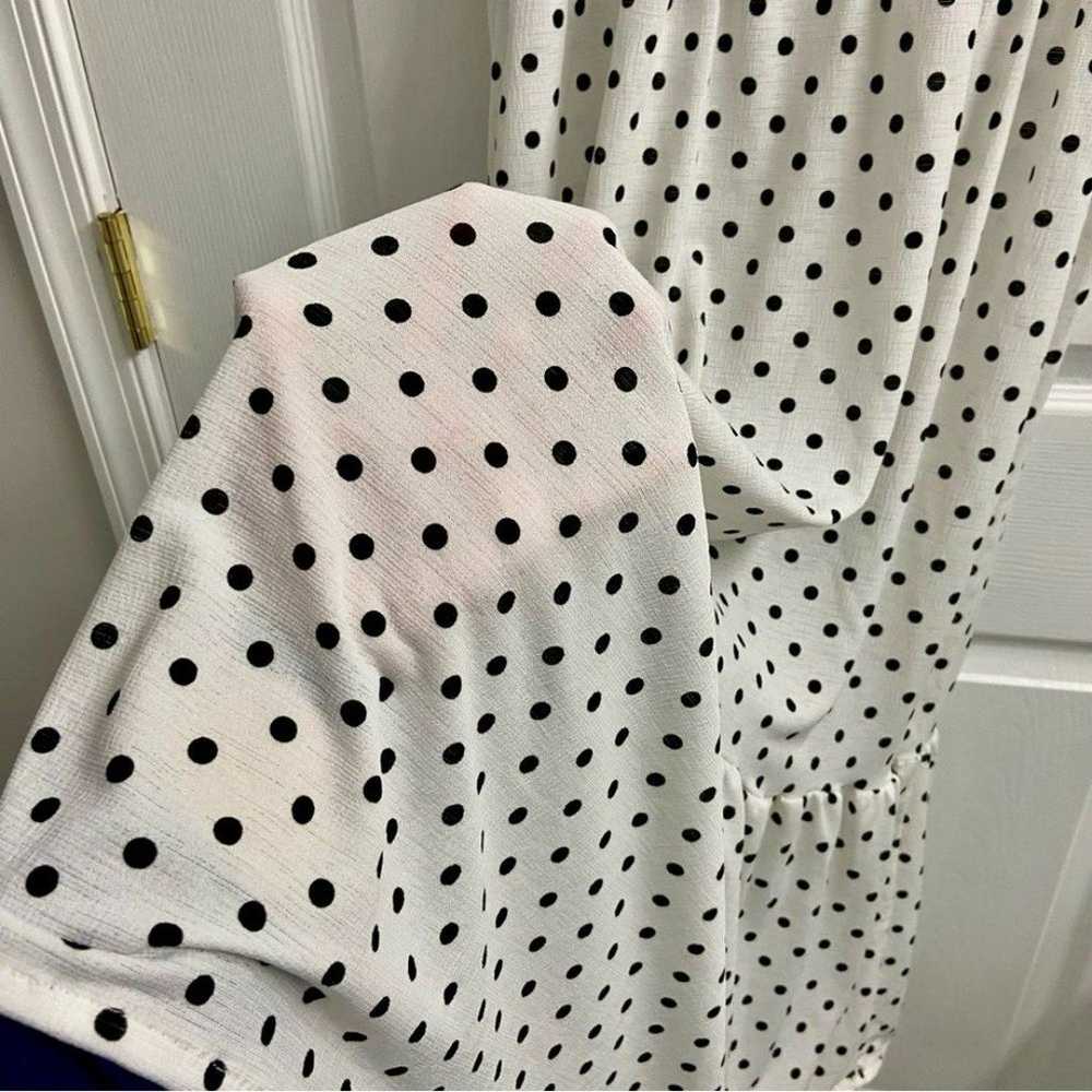Zara White Midi Dress Black Polka Dot Tiered Ruff… - image 8