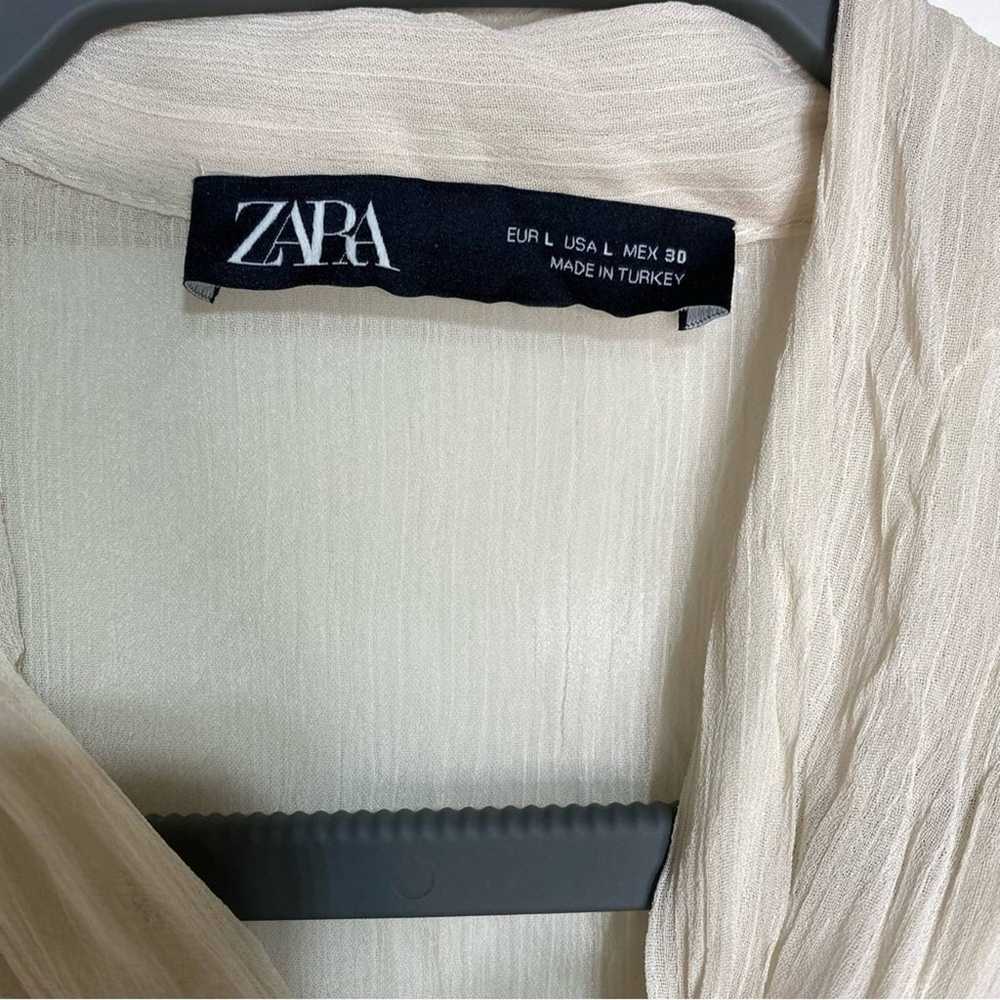 Zara Neck Tie Ruffle Long Sleeve Sheer Chiffon Mi… - image 4