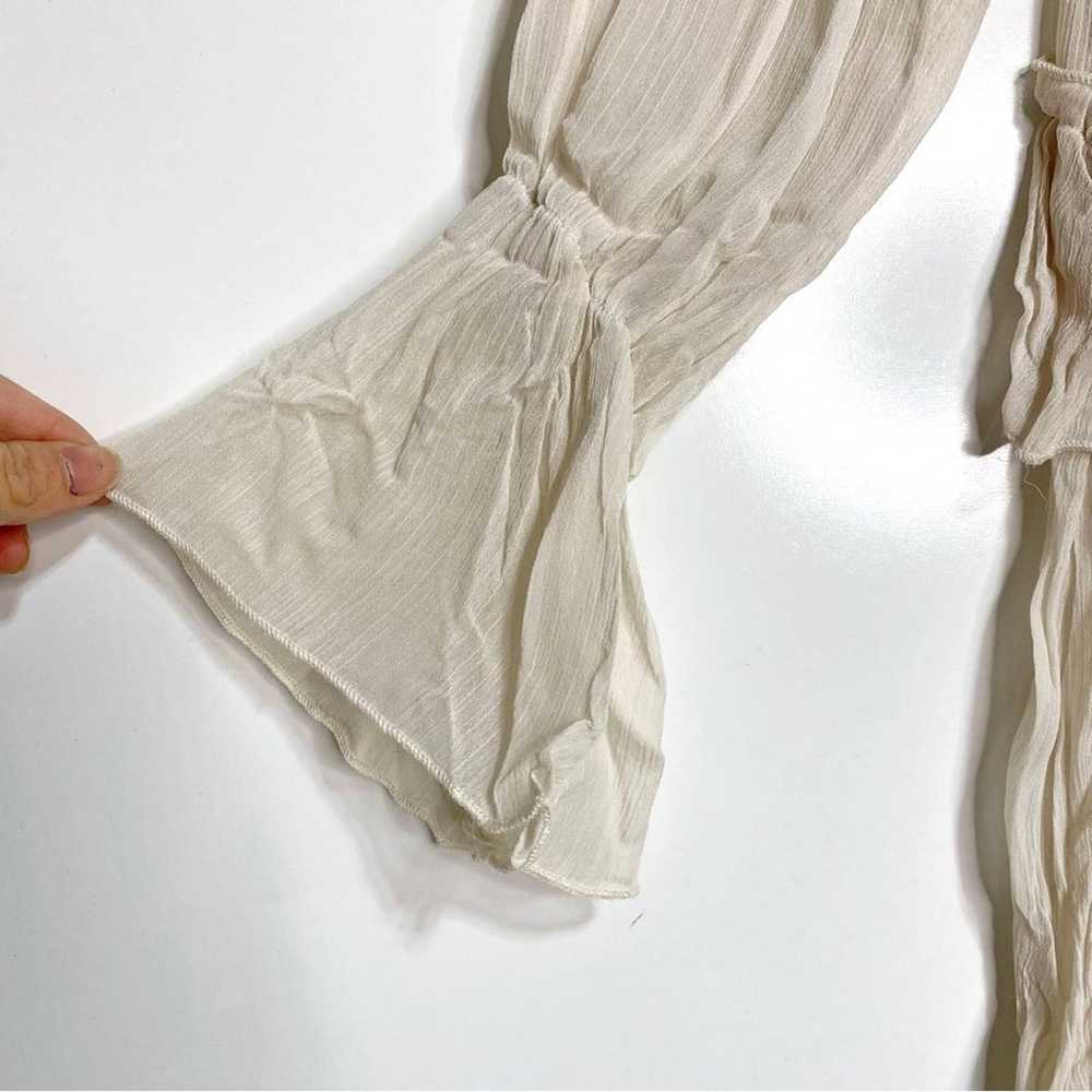 Zara Neck Tie Ruffle Long Sleeve Sheer Chiffon Mi… - image 7