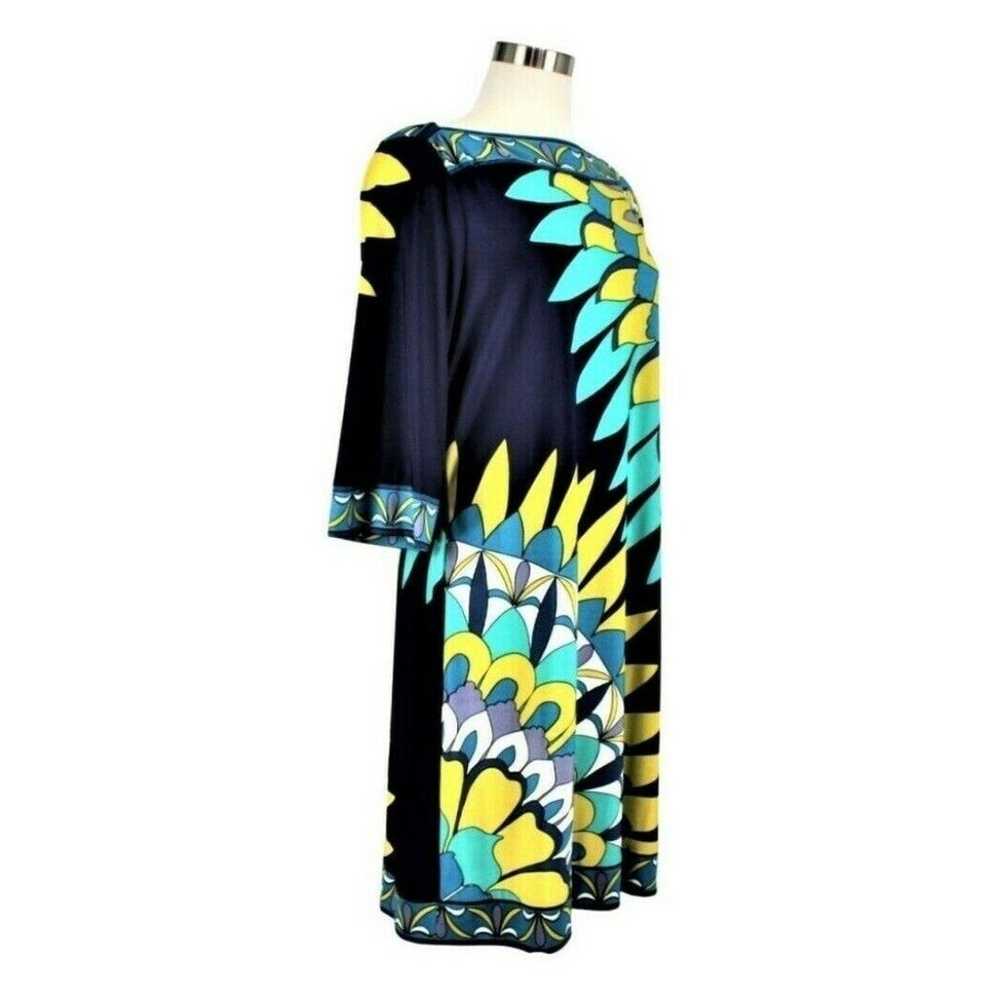 Donna Morgan Shift Dress Blue Feather Abstract Pr… - image 2