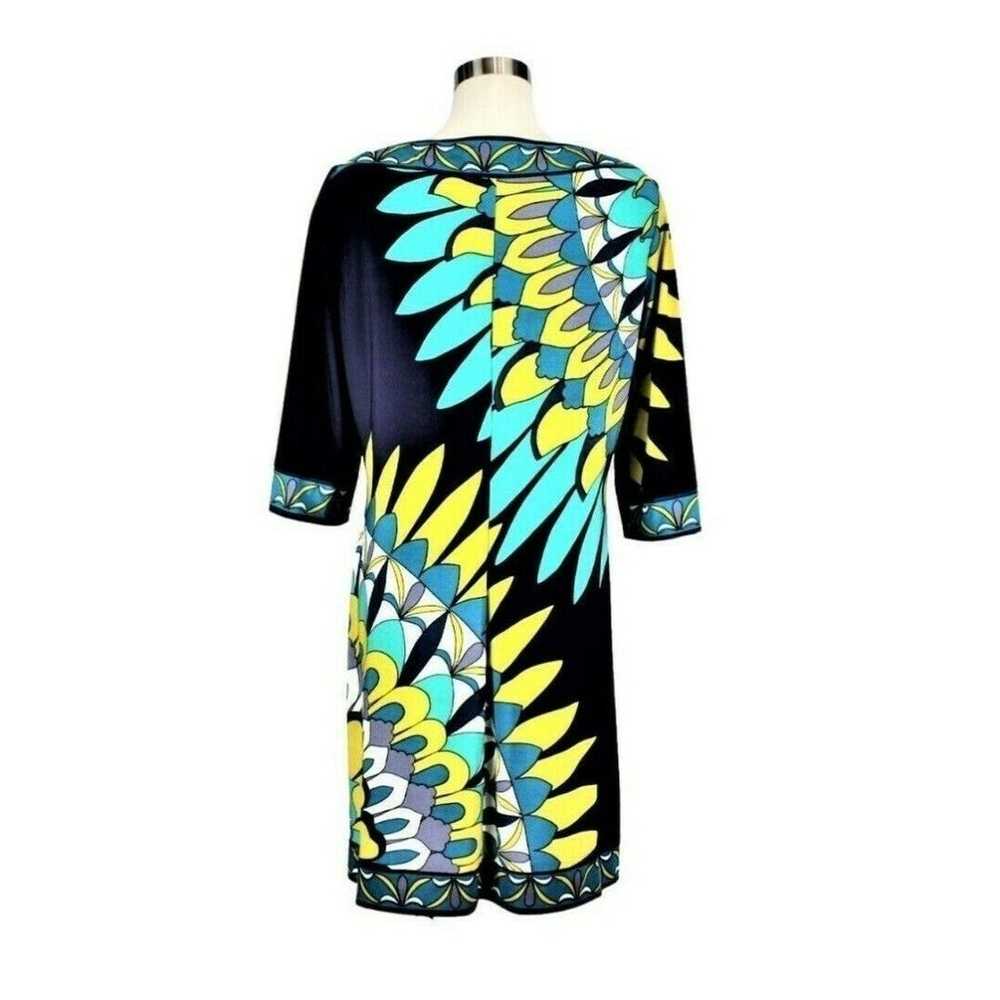 Donna Morgan Shift Dress Blue Feather Abstract Pr… - image 3