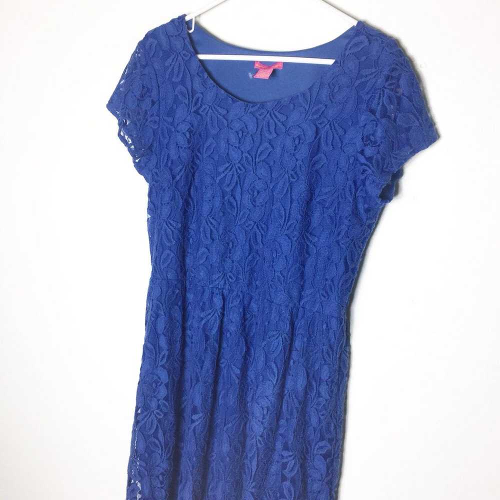 Sunny Leigh Blue Lace Midi Dress - image 2