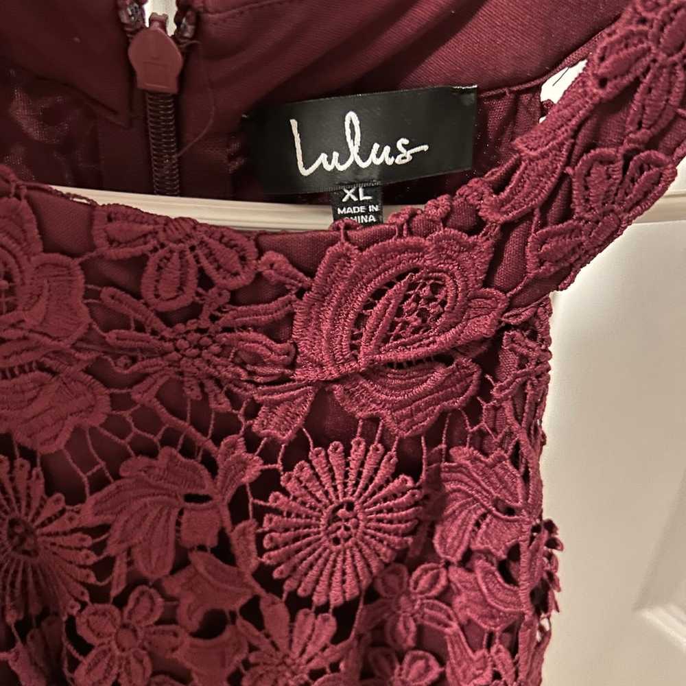 Lulus lace top maxi dress- burgundy ladies XL - image 4