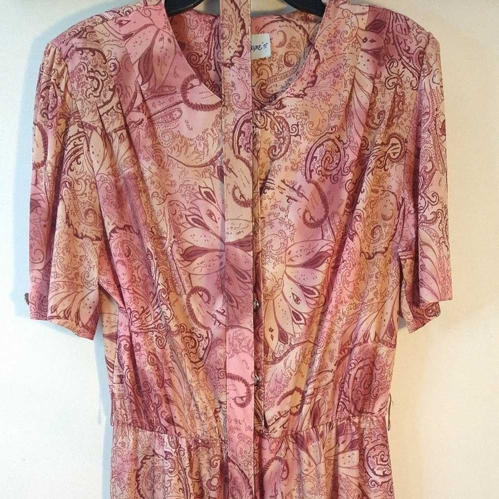 Vintage Vicki Wayne Pink Paisley Belted Shirt Dre… - image 3