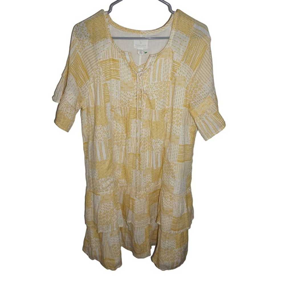 Caslon Tiered Dress Woman Size XL Yellow White La… - image 1