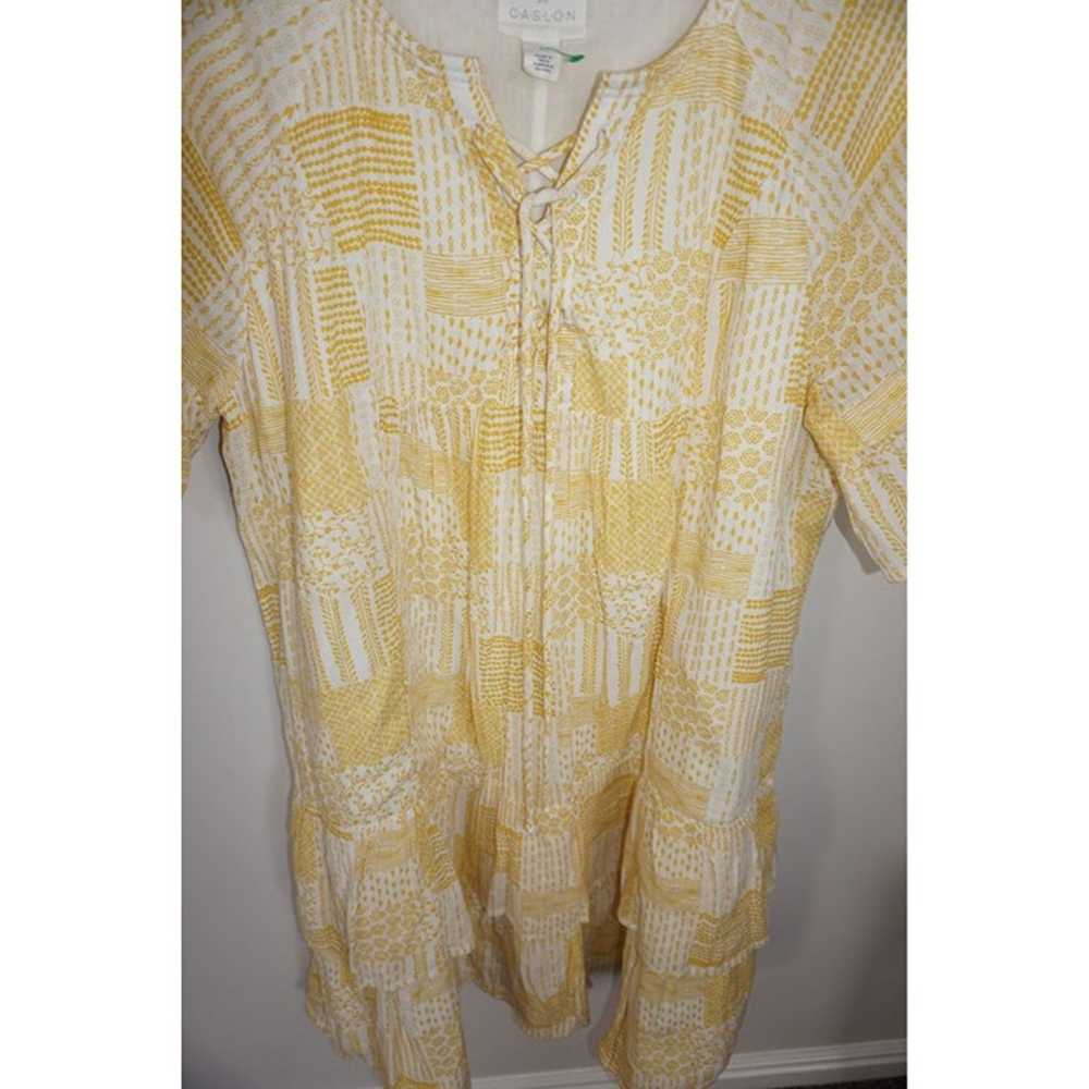 Caslon Tiered Dress Woman Size XL Yellow White La… - image 3