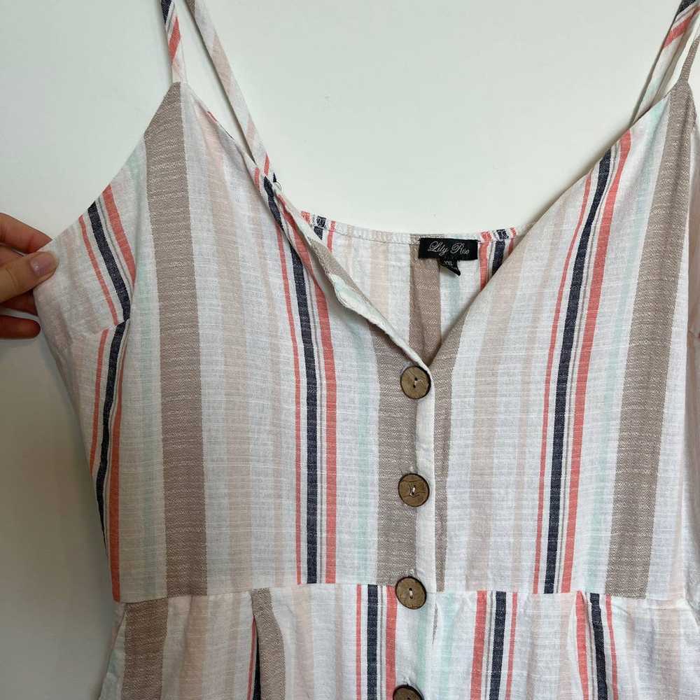 Lily Rose Romper Shorts Size XXL Striped Button-f… - image 5