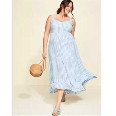 Old Navy Maxi Dress Blue Stripe Tiered Ruffle Smo… - image 1