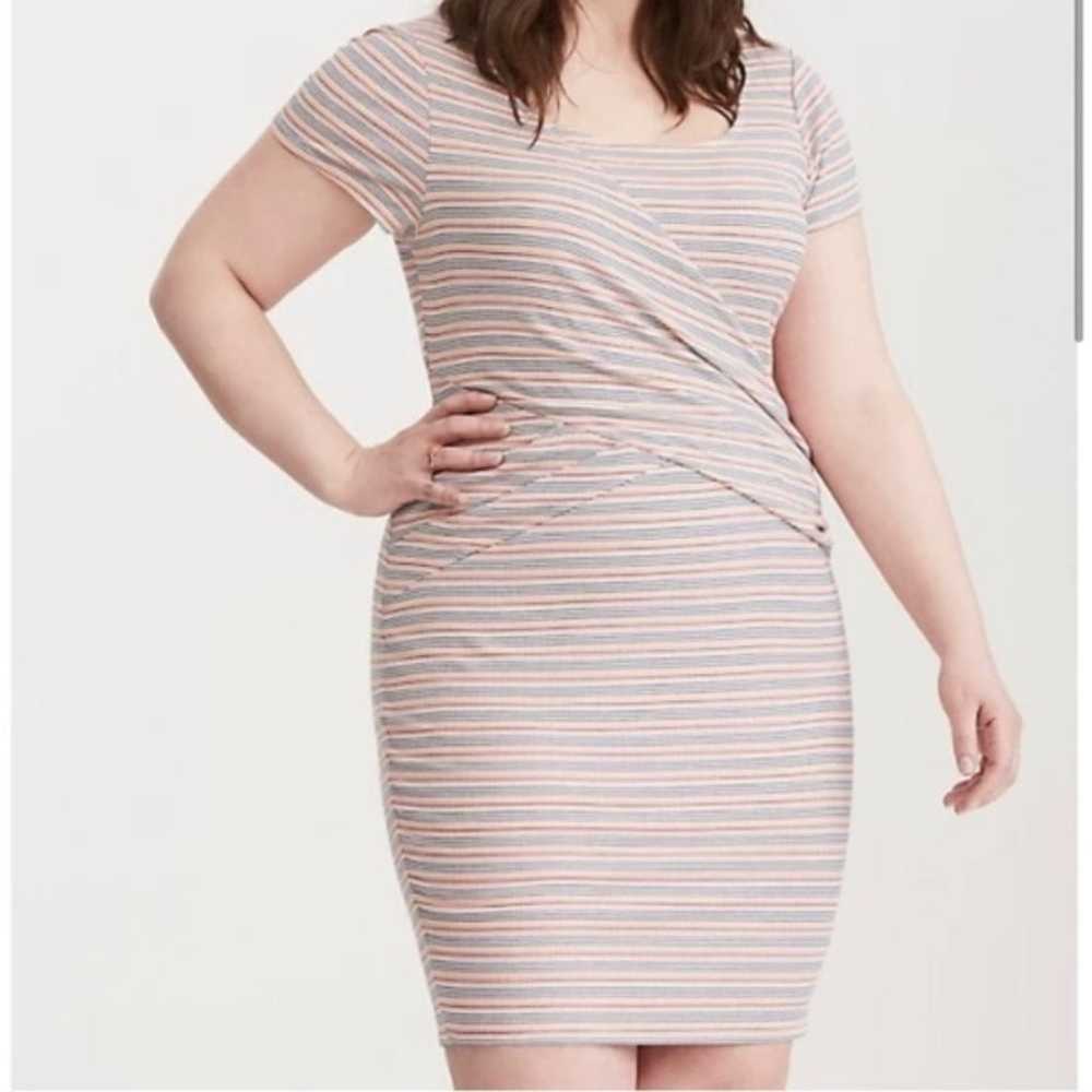 Torrid Pink Multi Striped Ribbed Bodycon Dress si… - image 2