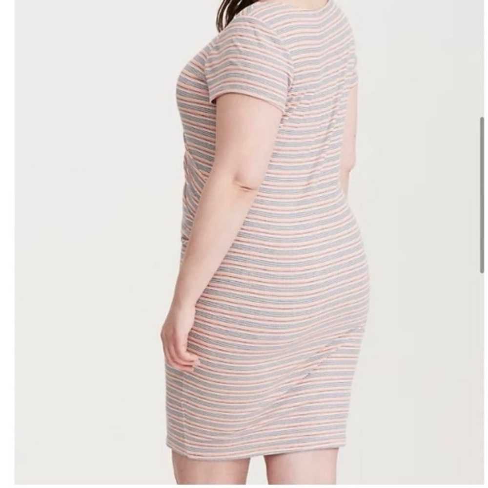 Torrid Pink Multi Striped Ribbed Bodycon Dress si… - image 3