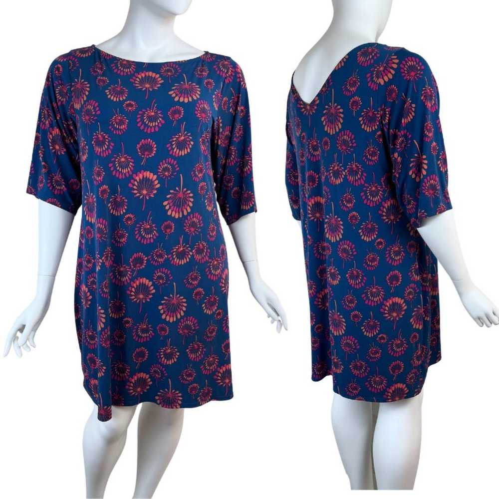 Leota Women Size 2XL Blue Floral Shift Pullover J… - image 1