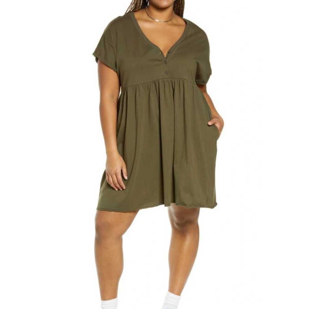 BP Women's Olive Green Babydoll Short Sleeve Dres… - image 1