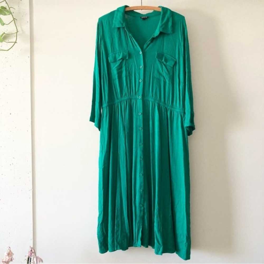Torrid Green Button Up Long Sleeve Dress Size 2X - image 1