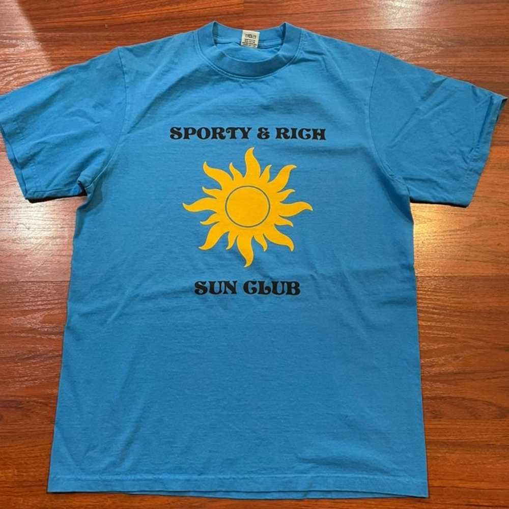 SPORTY AND RICH SUN CLUB TEE FRENCH BLUE SZ S - image 3
