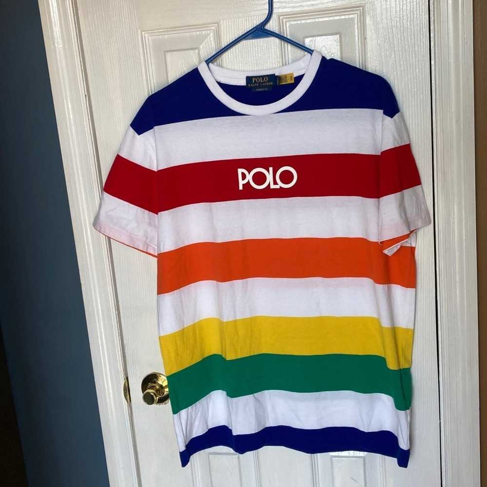 Polo Ralph Lauren White Classic Fit Rainbow Bold … - image 1