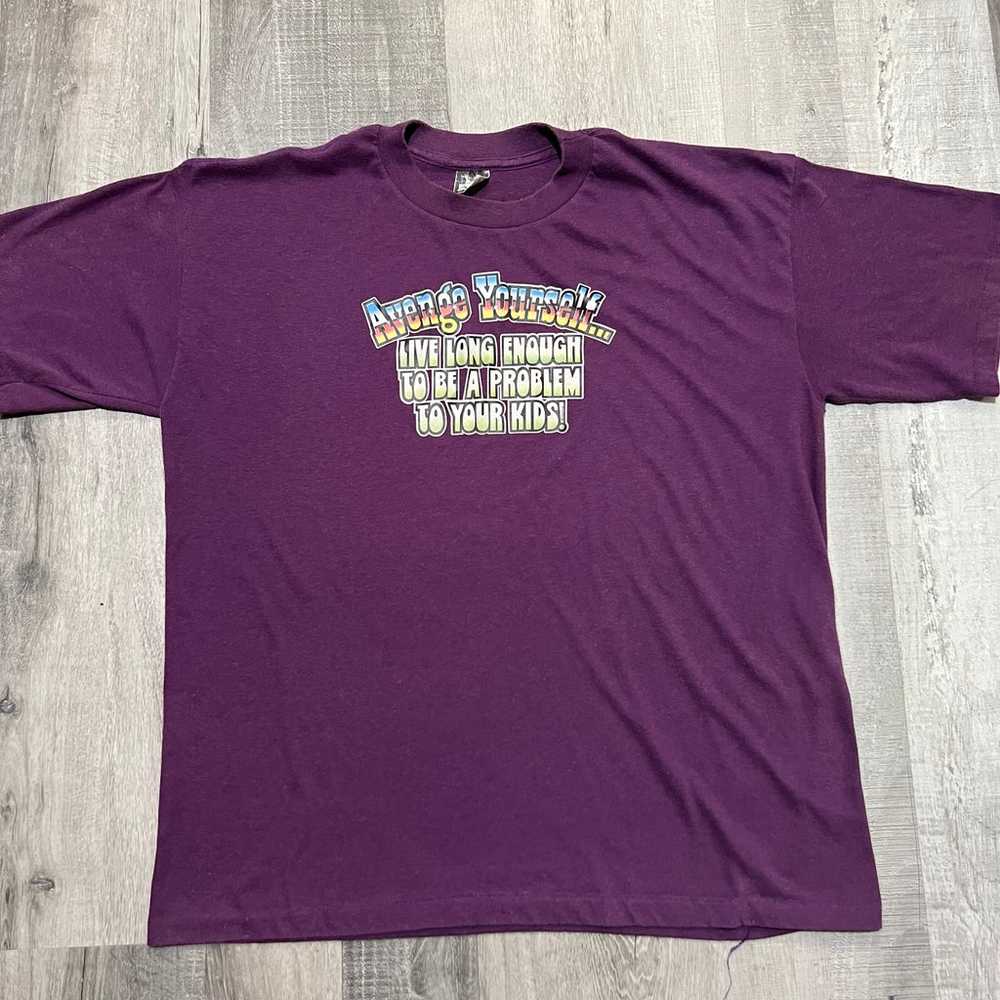 VTG 70s Avenge Yourself Purple 1979 Live Long To … - image 1