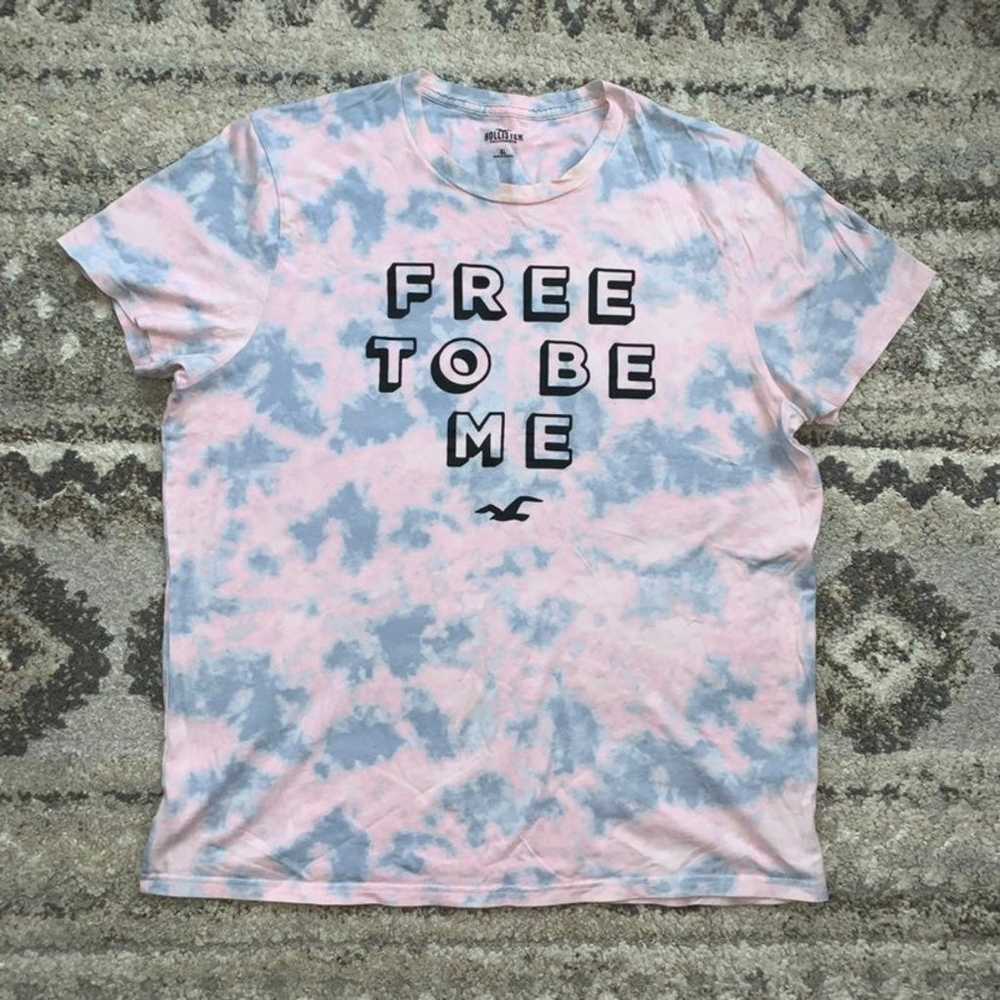 Hollister Free To Be Me Pink Blue Short Sleeve Sh… - image 1