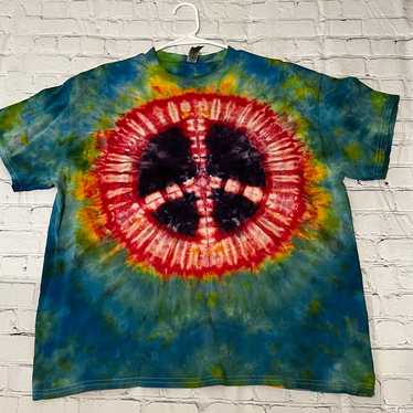 Handmade tie dye peace sign shirt - image 1