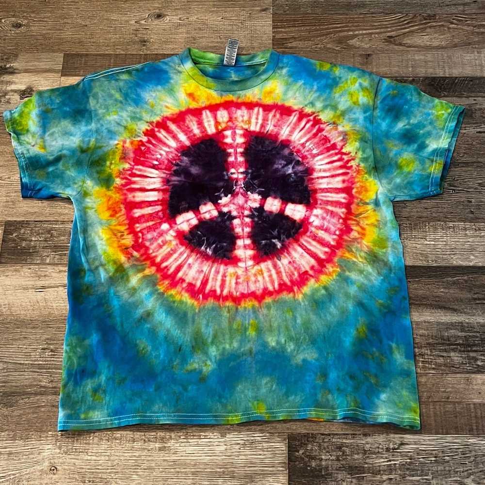 Handmade tie dye peace sign shirt - image 3