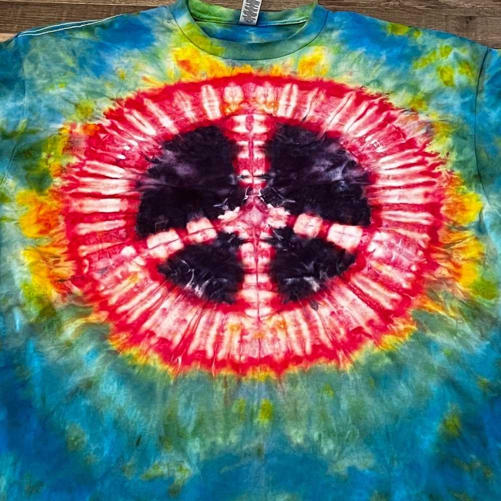 Handmade tie dye peace sign shirt - image 4