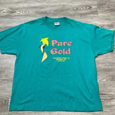 Mens Vintage 80’s Pure Gold Strip Club T Shirt Si… - image 1
