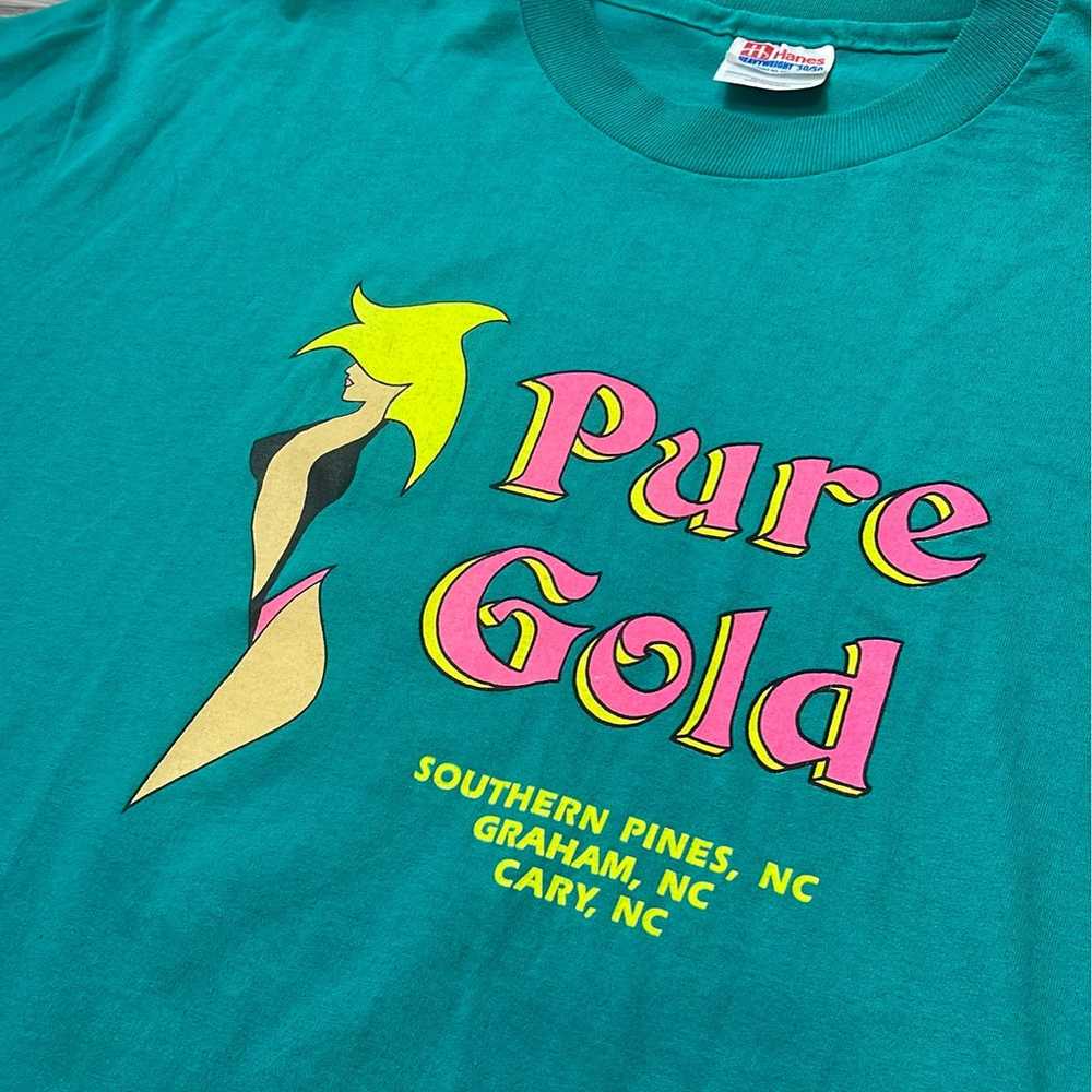 Mens Vintage 80’s Pure Gold Strip Club T Shirt Si… - image 2