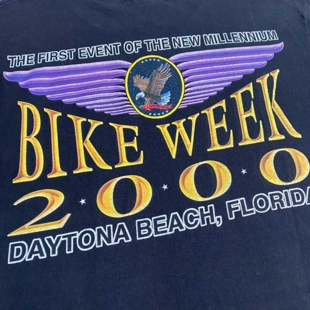 Vtg Biker Tee Y2k Daytona Black Harley M - image 4