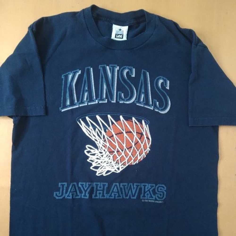 Vintage 90s Kansas Jayhawks Basketball T-Shirt - image 2