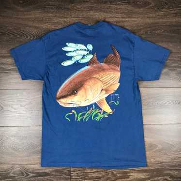 Vintage Navy Blue Guy Harvey Fishing T-Shirt with Fish Graphics Size Small
