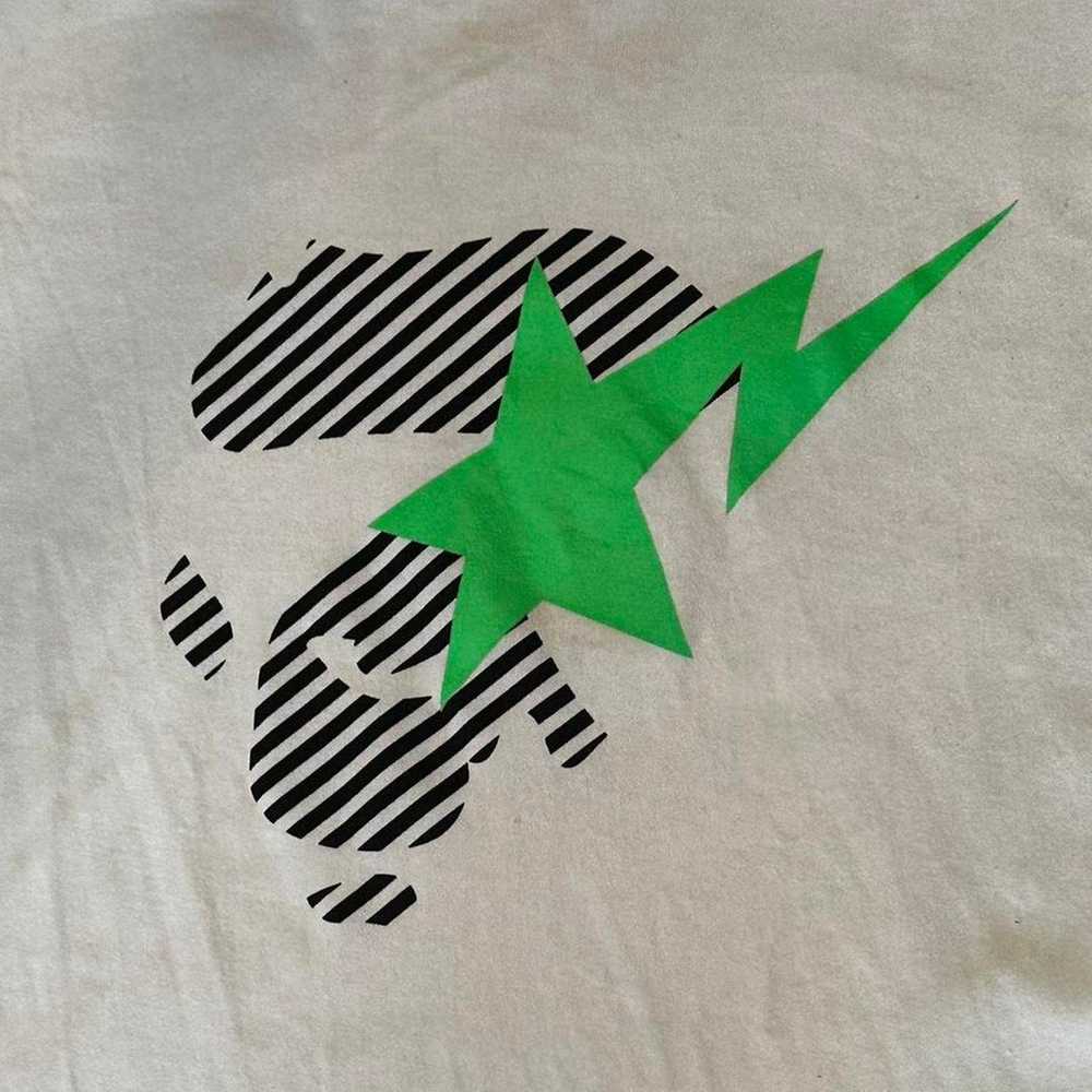 BAPE Bapesta black/green logo on a white mid slee… - image 3