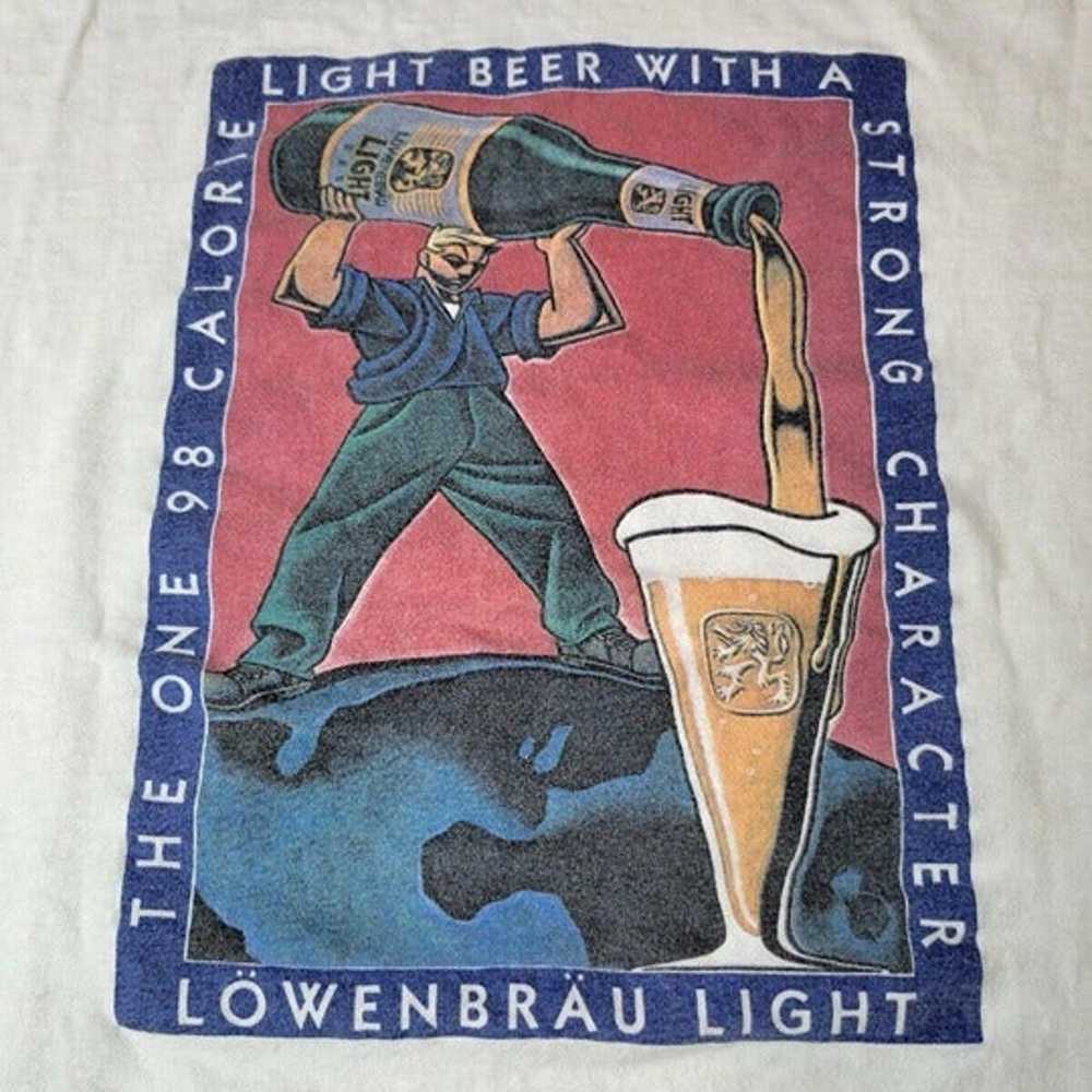 Lowenbrau Light Beer Vintage White Single Stitch … - image 3