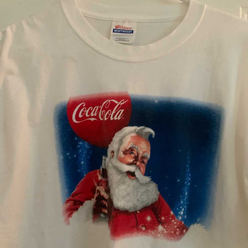 Vintage Coca cola santa claus Christmas Promo T S… - image 2