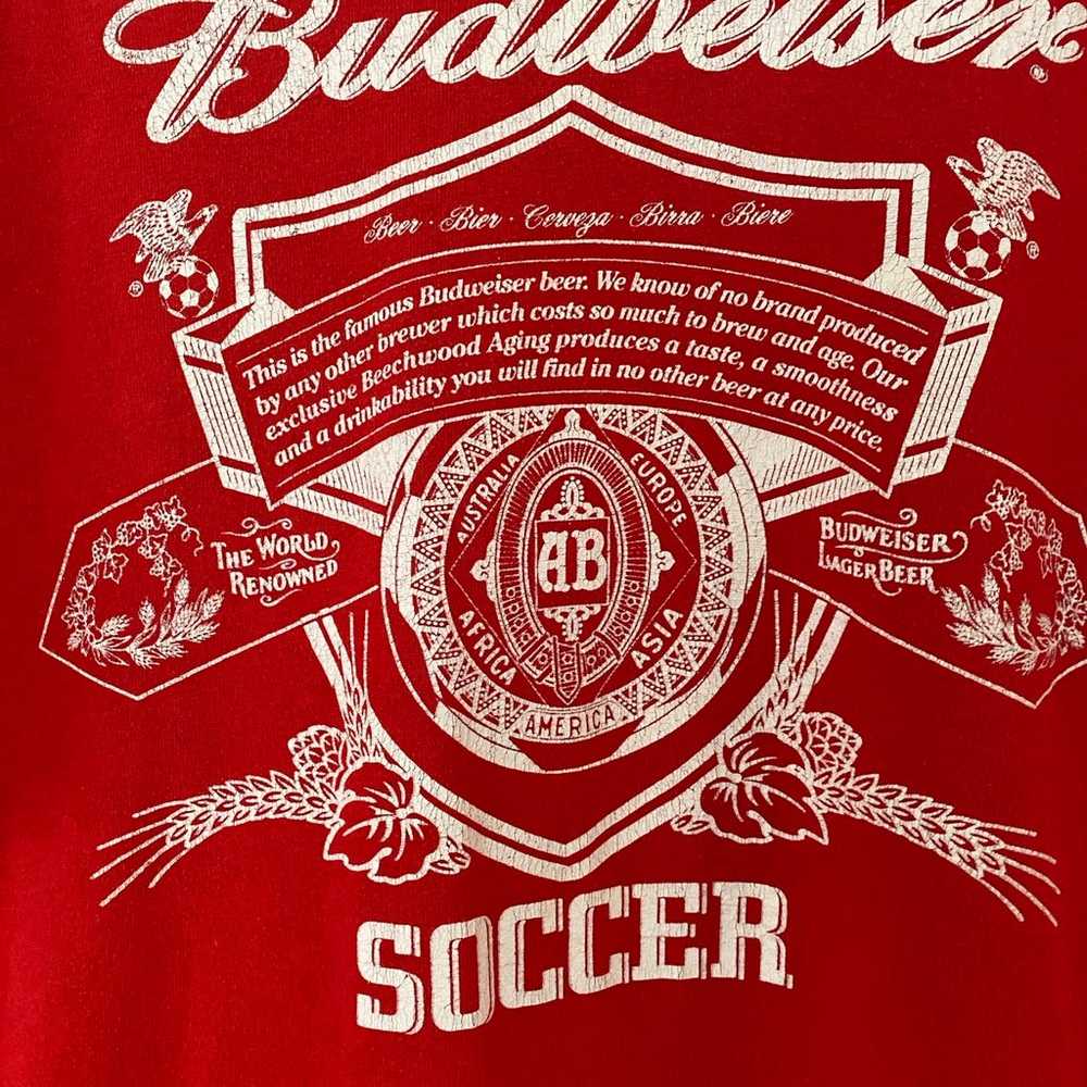 Vintage 80’s Budweiser Beer Soccer Ringer T-Shirt - image 3