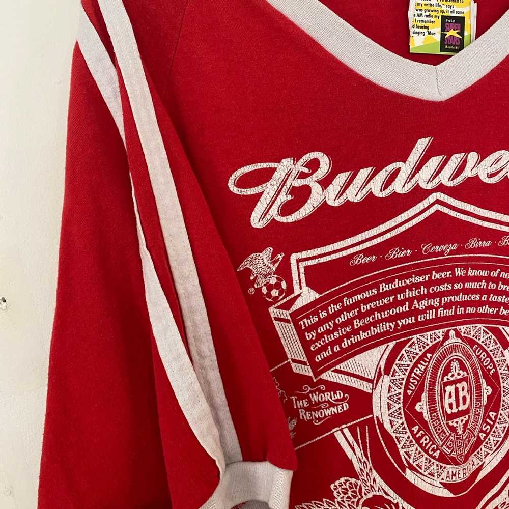 Vintage 80’s Budweiser Beer Soccer Ringer T-Shirt - image 4