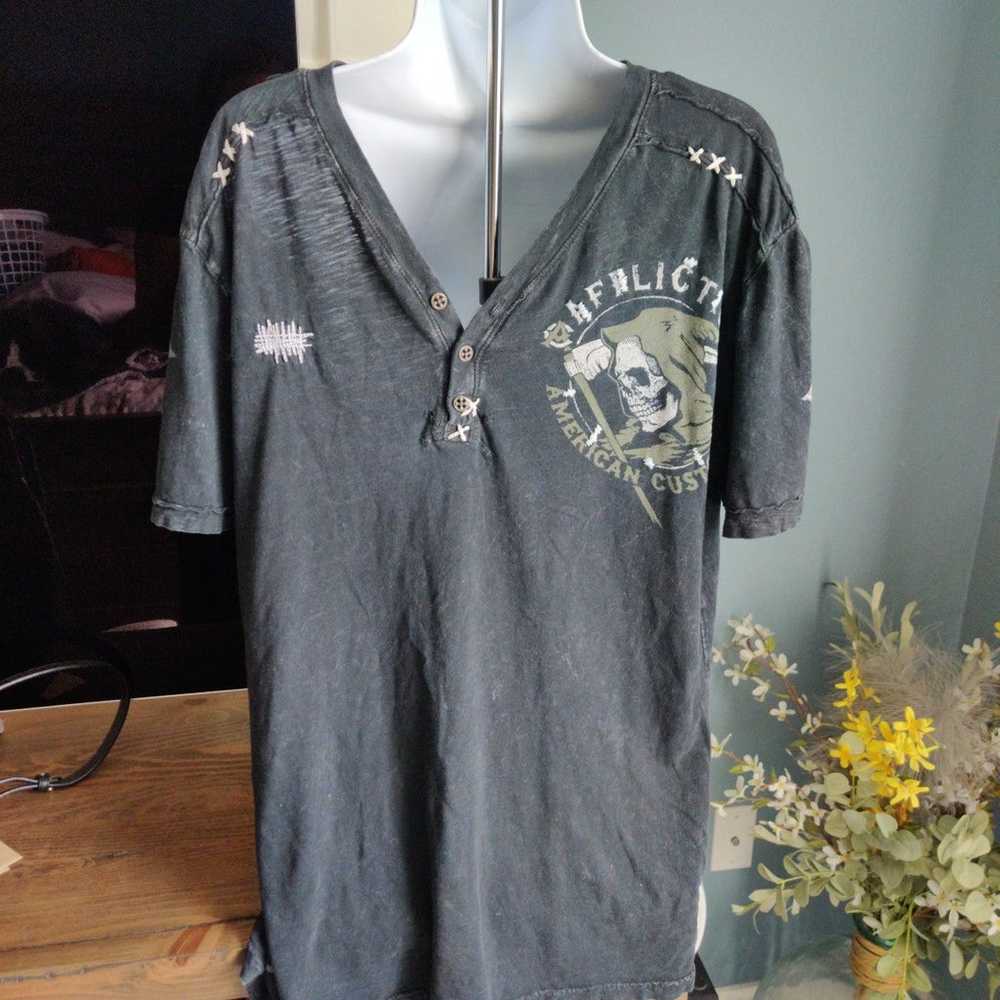 Men's XL vintage affliction v neck Tshirt - image 1