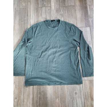 Vince Mens Green Striped Long Sleeve Crew Neck Ts… - image 1