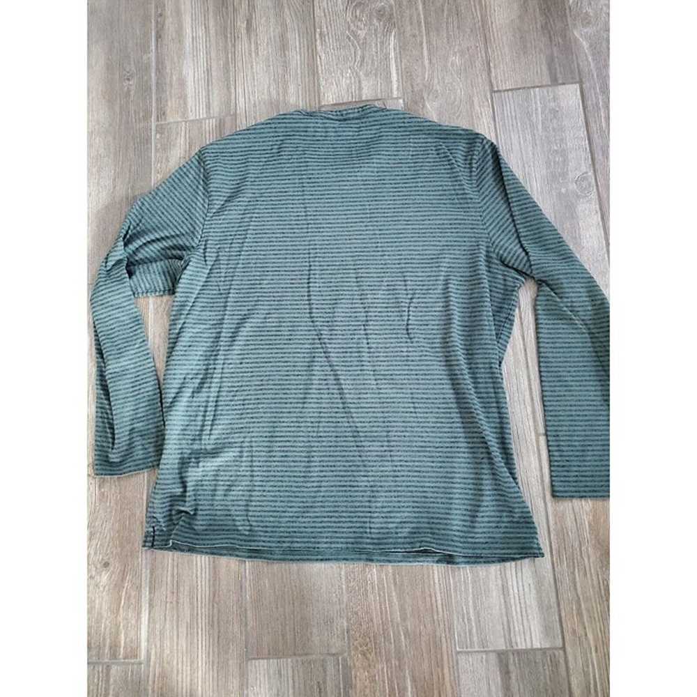 Vince Mens Green Striped Long Sleeve Crew Neck Ts… - image 2