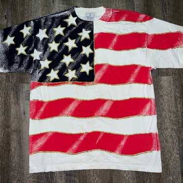 Vintage KWBL USA American Flag Shirt Size 2XL