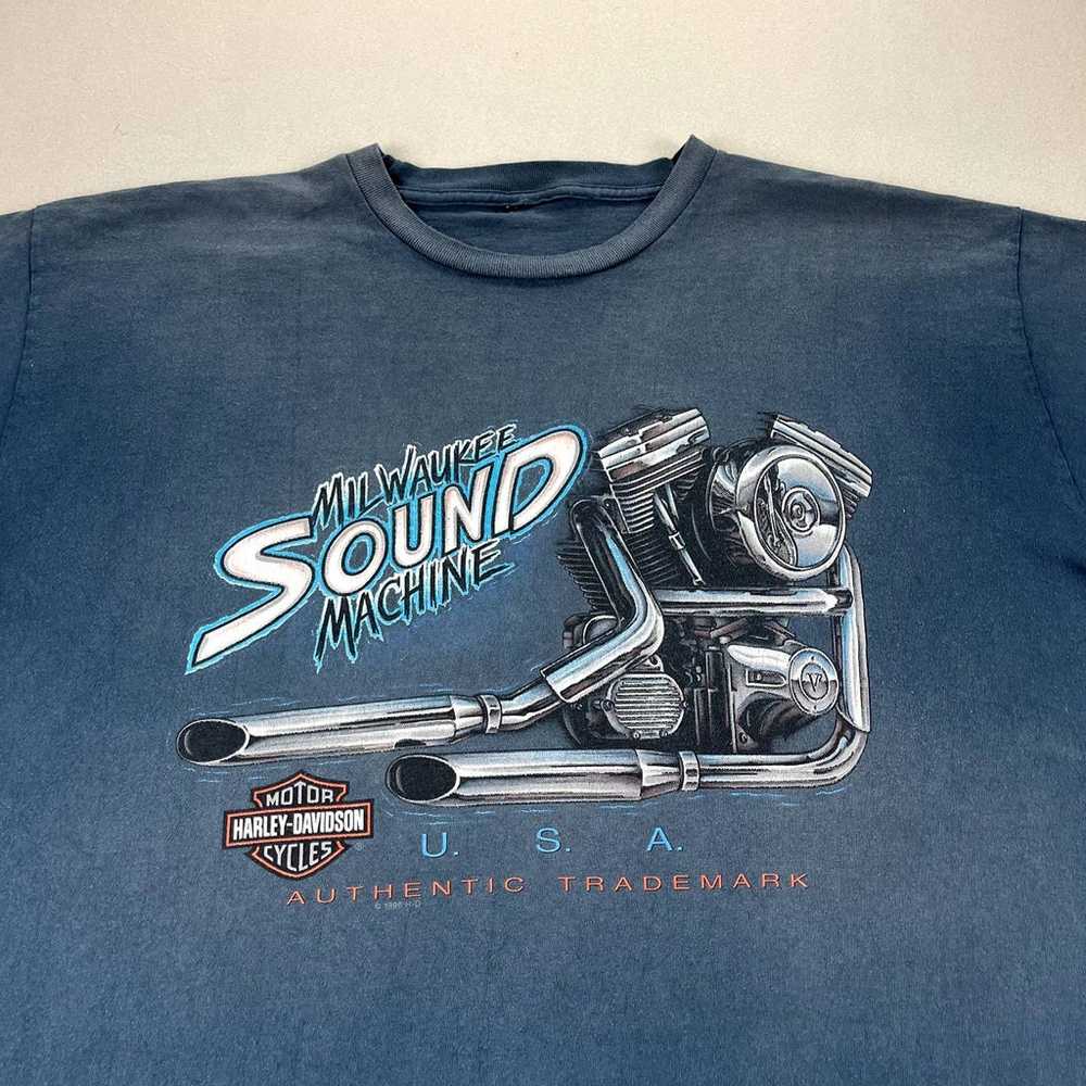 Vintage Harley Davidson T-Shirt Men 3XL Blue Moto… - image 2