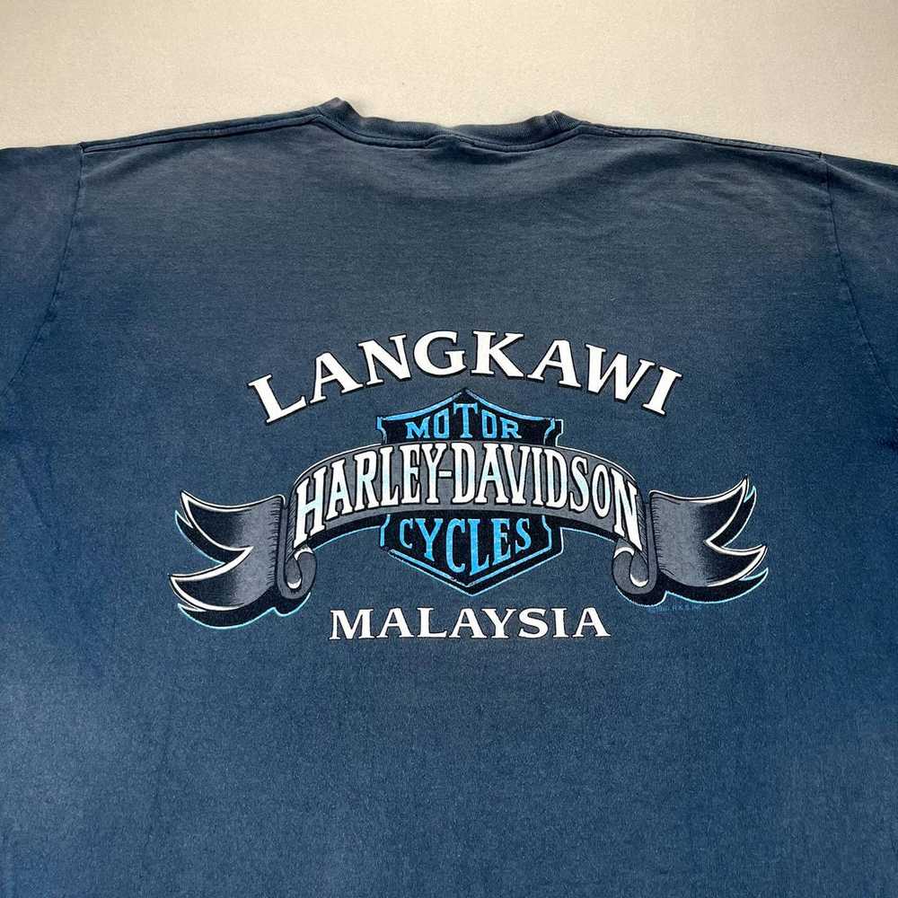 Vintage Harley Davidson T-Shirt Men 3XL Blue Moto… - image 6