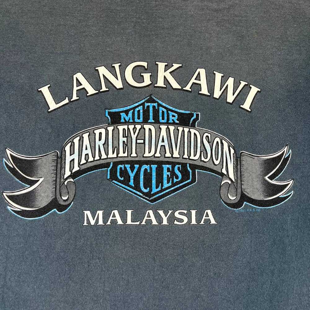 Vintage Harley Davidson T-Shirt Men 3XL Blue Moto… - image 7