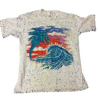vtg 80s 90s Beach Shirt OS Single Stitch