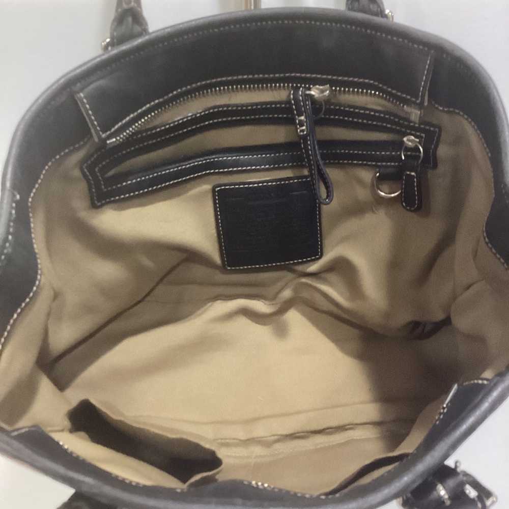 Vintage Coach Black Leather 2 Strap Shoulder Bag … - image 3
