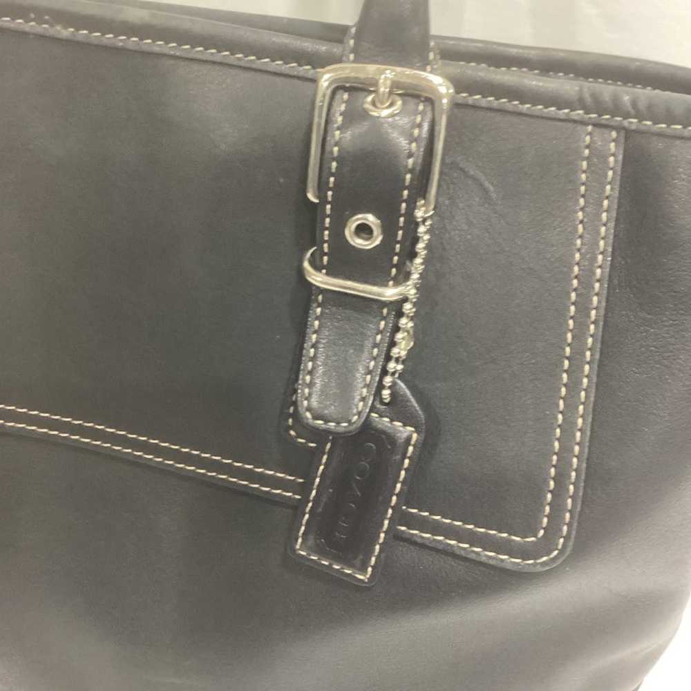 Vintage Coach Black Leather 2 Strap Shoulder Bag … - image 6