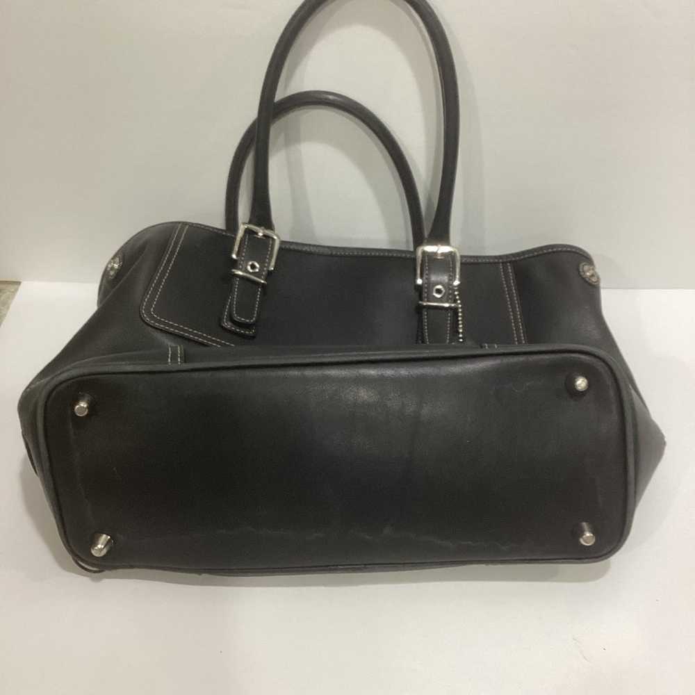 Vintage Coach Black Leather 2 Strap Shoulder Bag … - image 9