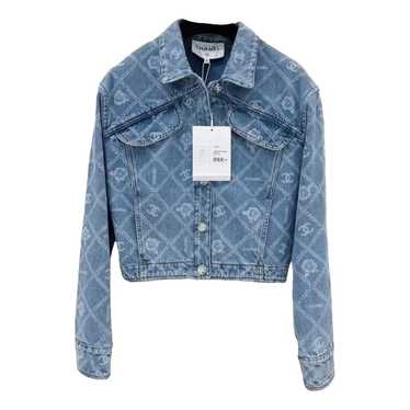 CHANEL 23A Camélia & Chain Print CC Denim Jacket 34 FR *New