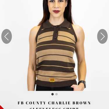 FB County Checker Brown Zip Crop Short Sleeve Shirt
