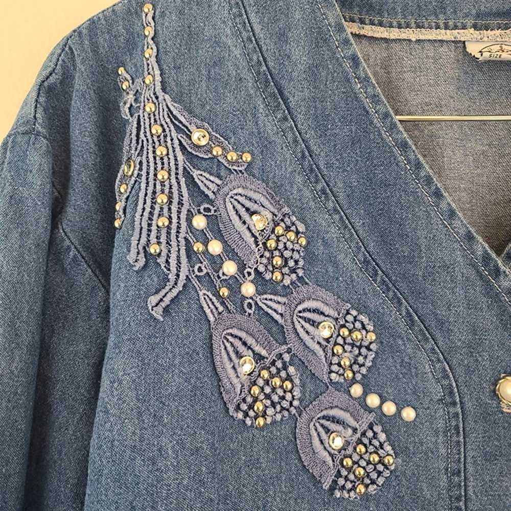 Bridge Vintage 90s Womens Sz M Floral Embroidered… - image 2